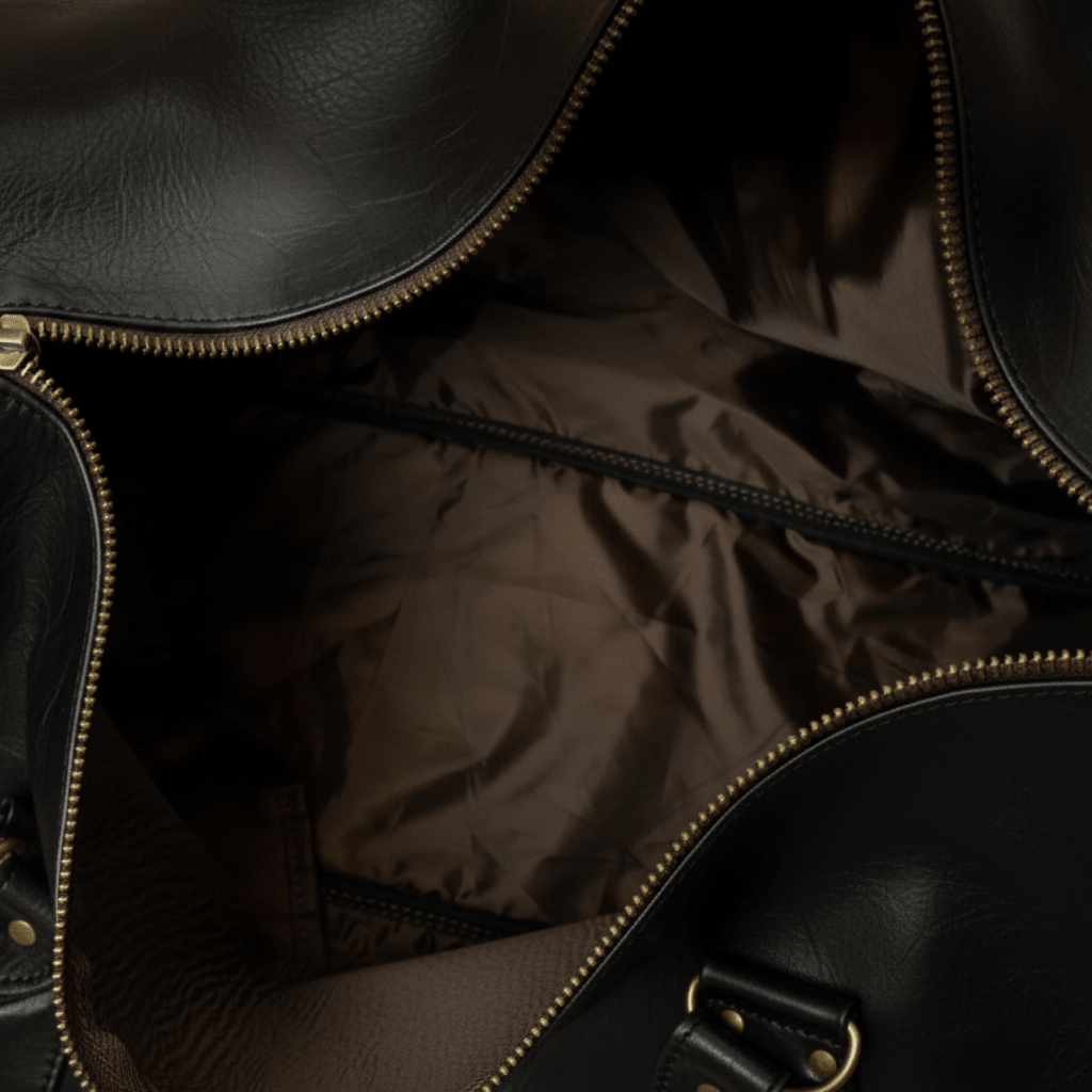 1910 LEATHER GYM DUFFEL BAG - Black