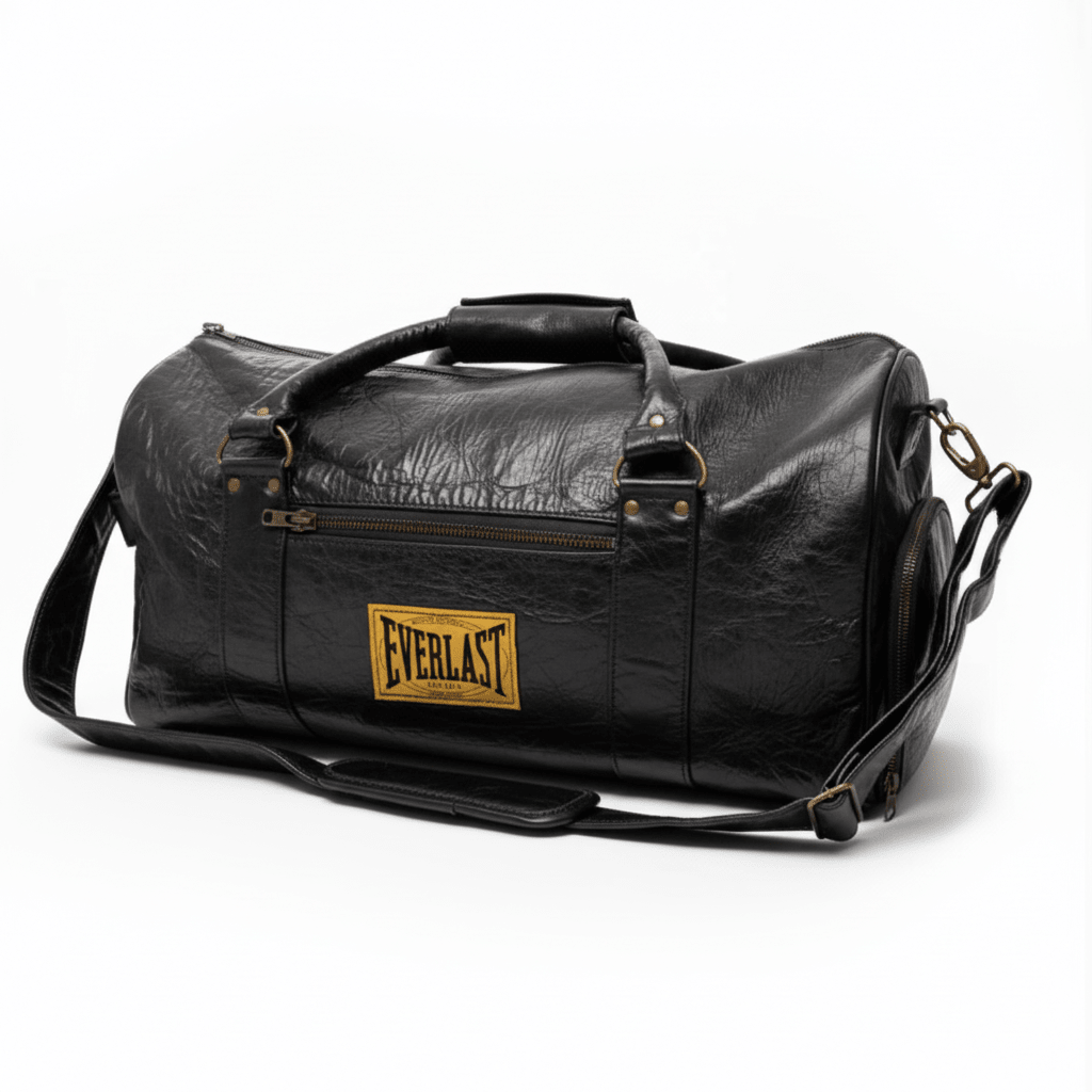 1910 LEATHER GYM DUFFEL BAG - Black