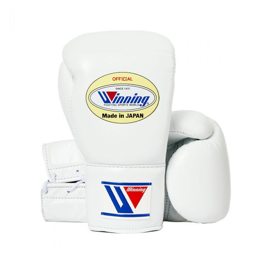 Winning Professional MS-300 Lace-Up Boxing Gloves White