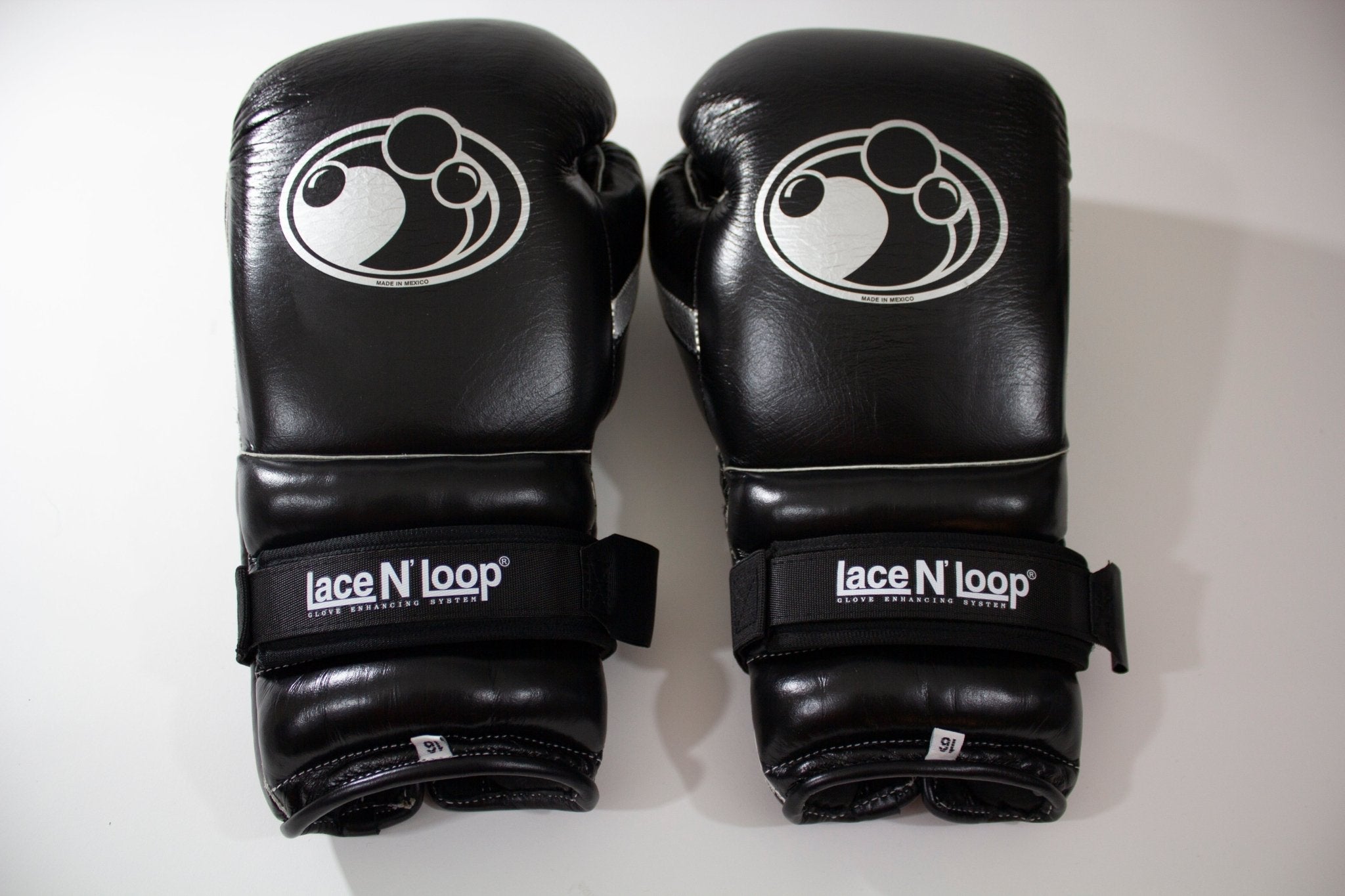 Midnight Black (white logo) Lace N Loop Straps (Pair)