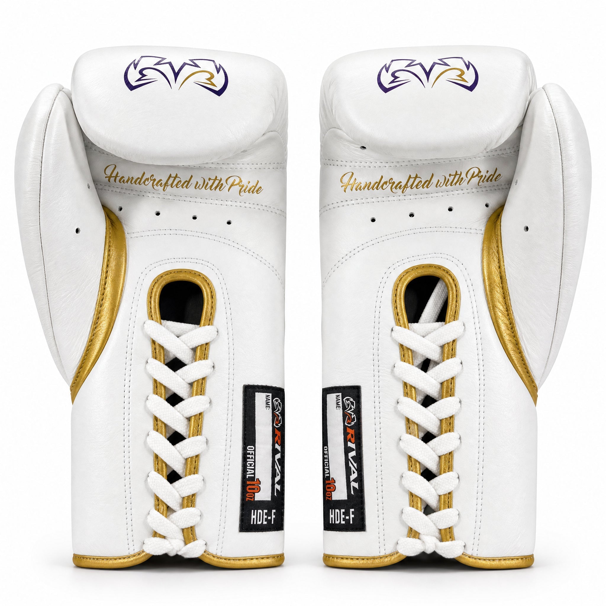 Rival RFX-Guerrero Pro Fight Gloves HDE-F – White, Purple & Gold Custom Colorway – 10oz