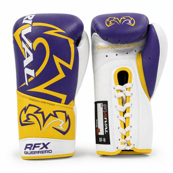 Rival RFX-Guerrero Pro Fight Gloves SF-H – Purple & Gold Custom Colorway – 10oz