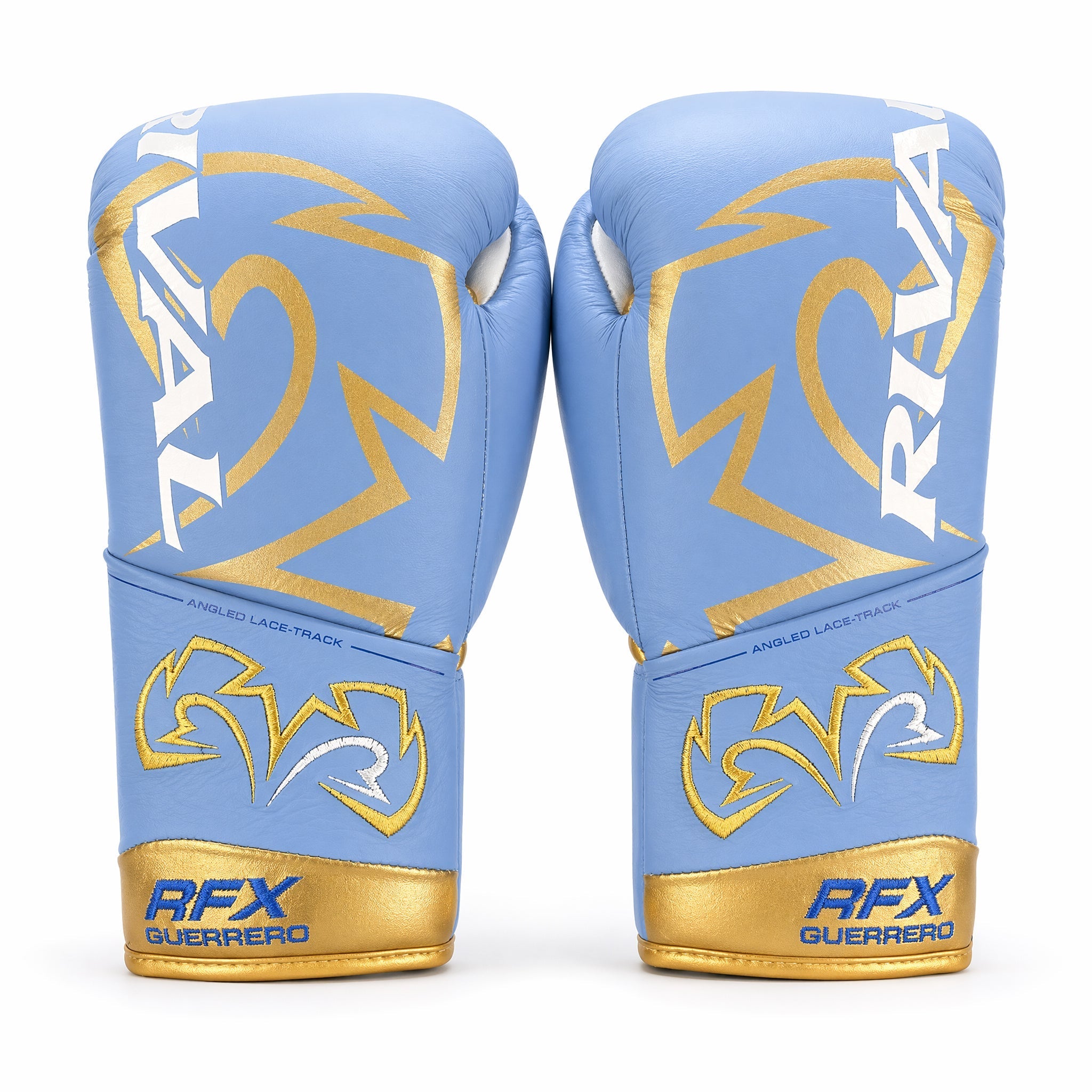 Rival RFX-Guerrero Pro Fight Gloves SF-H – Sky Blue & Gold Custom Colorway – 10oz