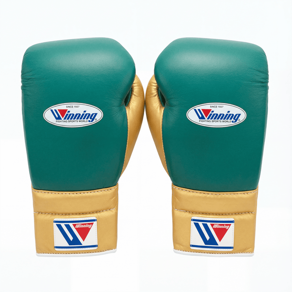 WINNING LACE-UP BOXING GLOVES - GREEN/GOLD