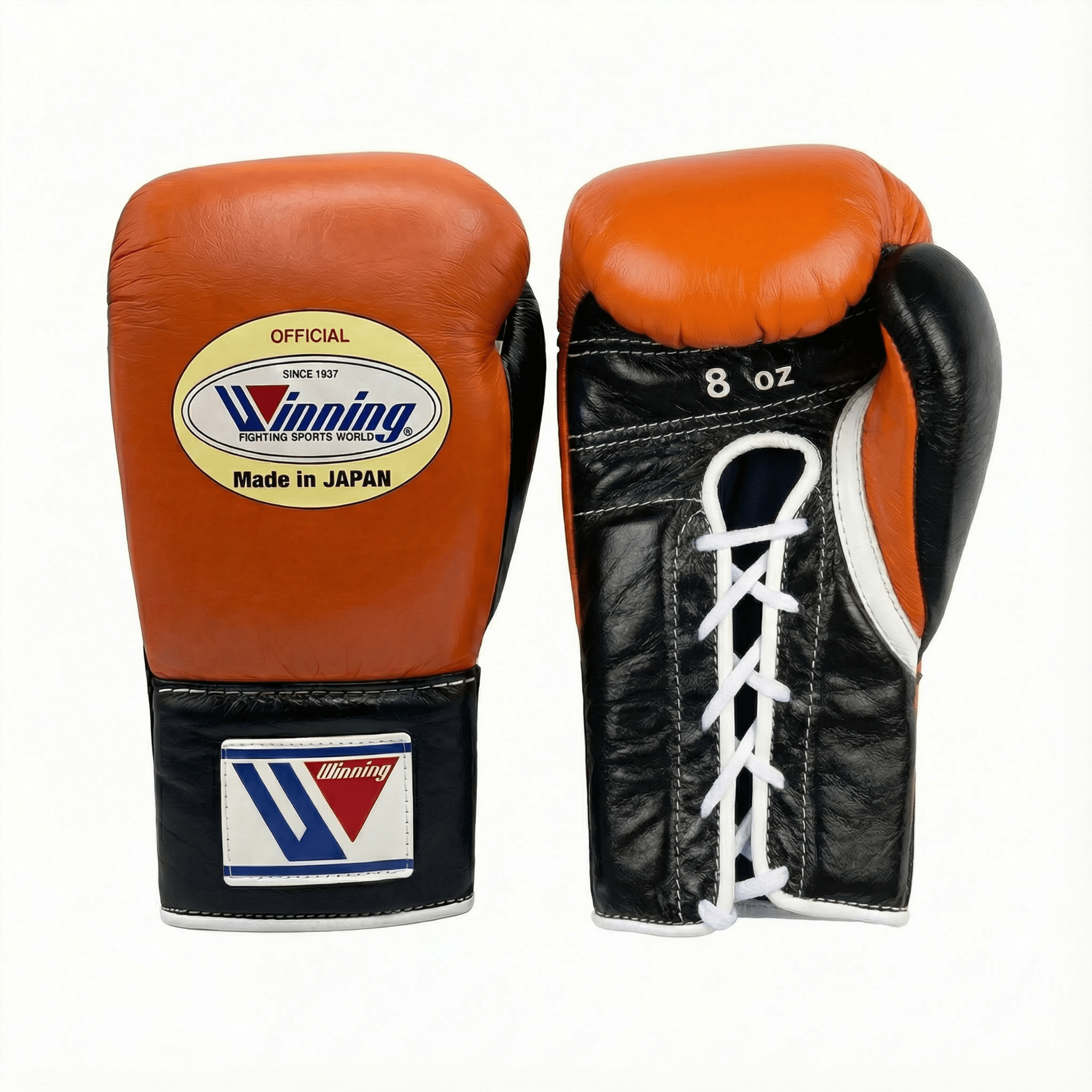 WINNING LACE-UP BOXING GLOVES - ORANGE / BLACK