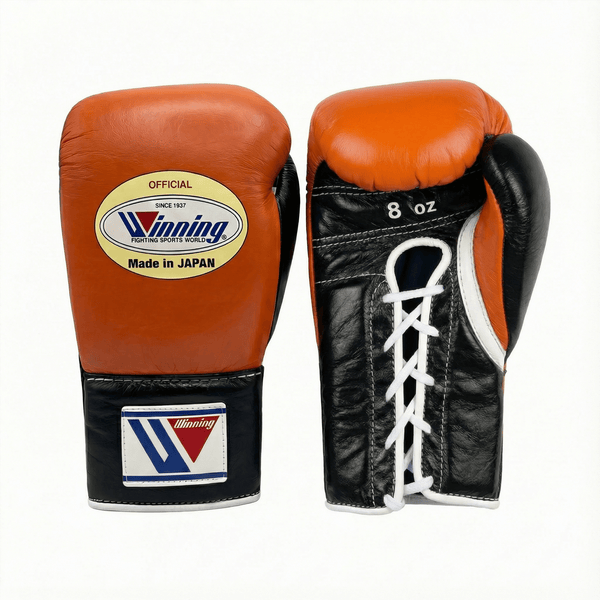 WINNING LACE-UP BOXING GLOVES - ORANGE / BLACK