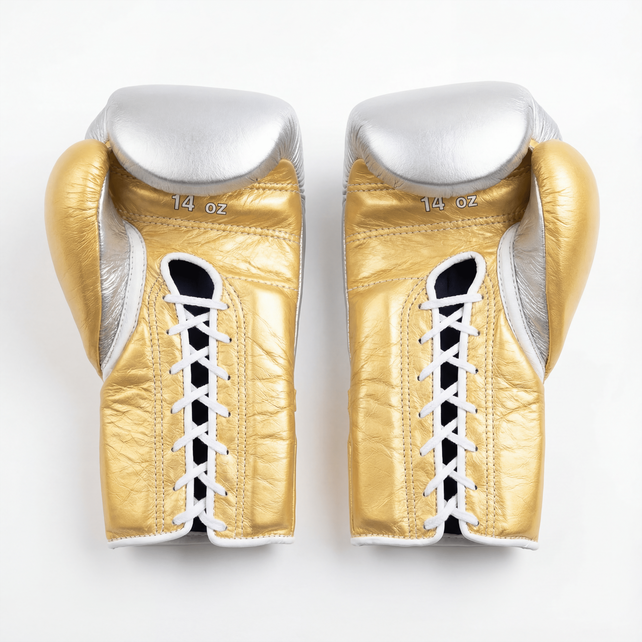 WINNING LACE-UP BOXING GLOVES - SILVER/GOLD