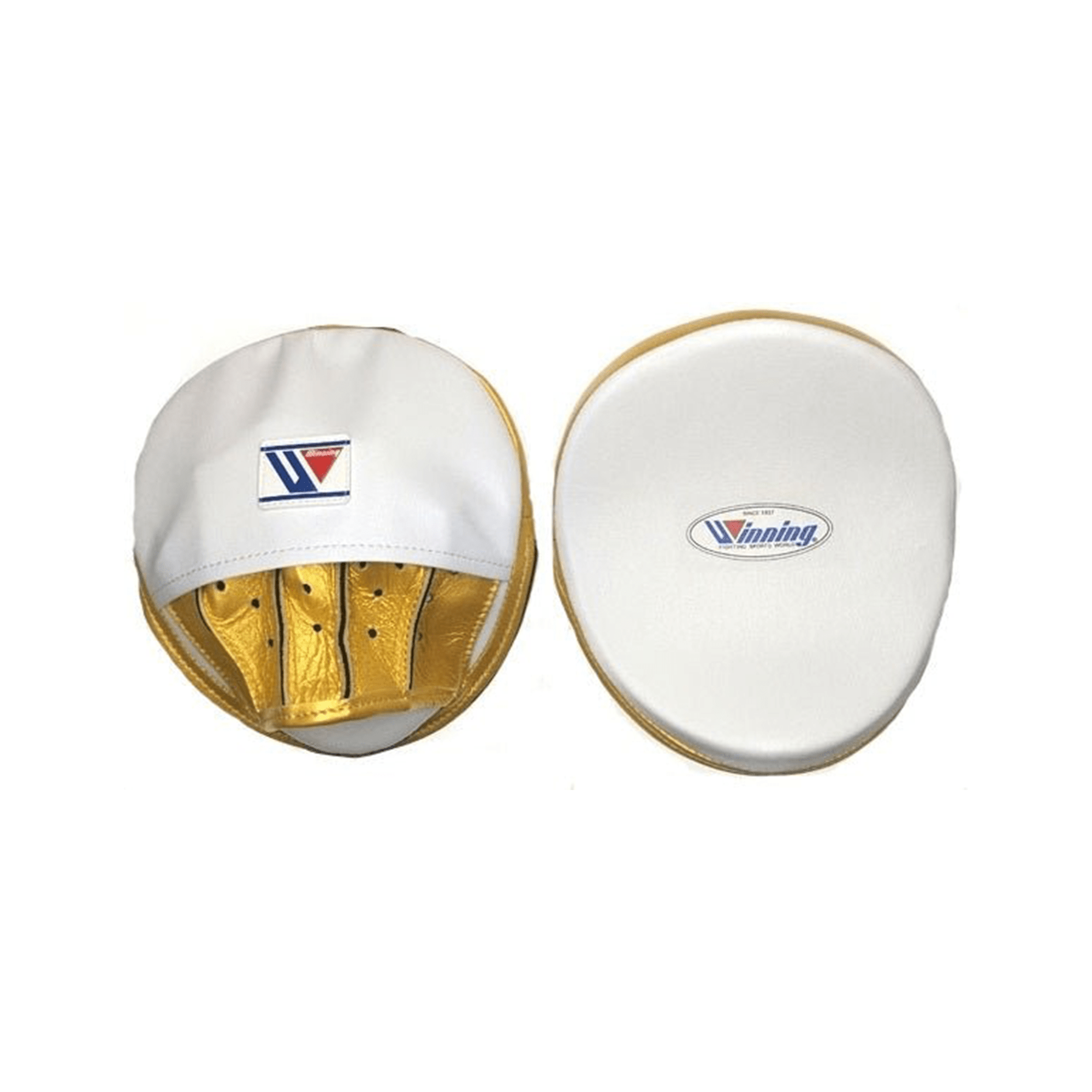 Winning Oval Curved Punch Mitts - White · Gold